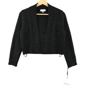 New Calvin Klein Women's Cardigan Sweater Size Small Black Sequins